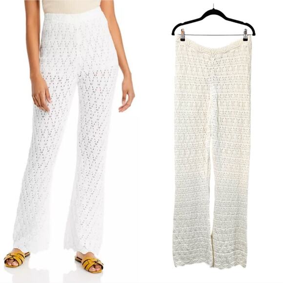 NWT WAYF BRB Pointelle Flare Leg Pants Size L - Picture 1 of 10